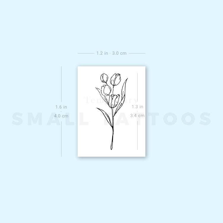 Tatuaje temporal de ramo de tulipanes (juego de 3)