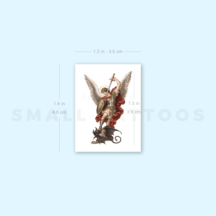 Archangel Michael Defeating Satan Temporary Tattoo (Set of 3)