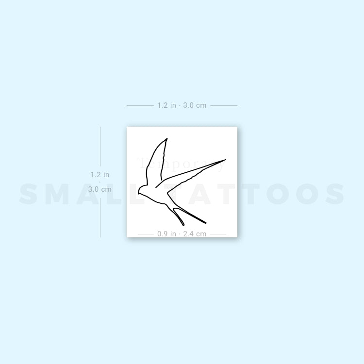 Continuous Line Swallow Temporary Tattoo (Set of 3)