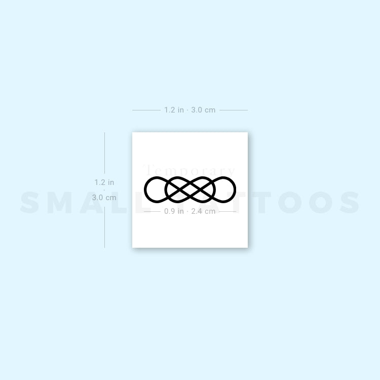 Tatuaje temporal de doble infinito entrelazado (juego de 3)