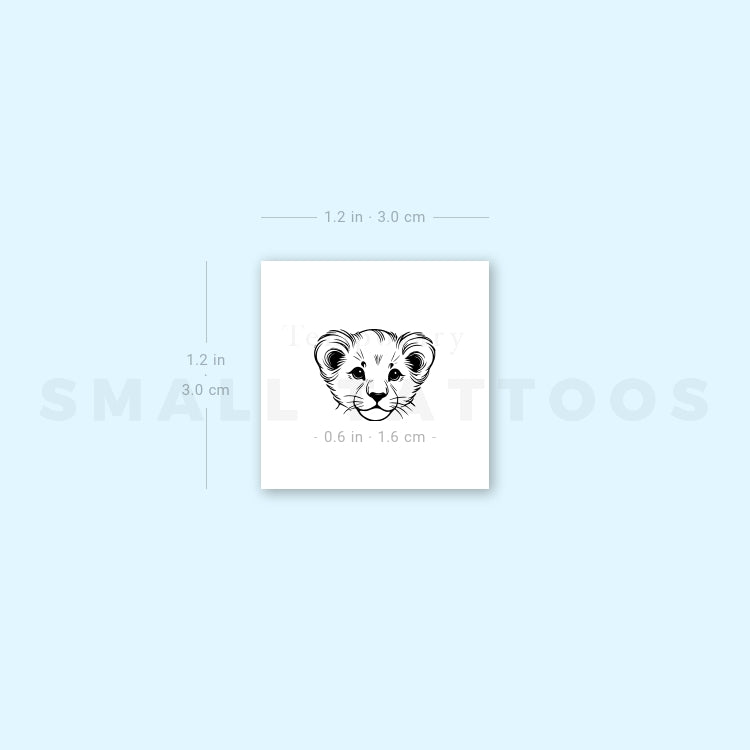 Lion Cub Portrait Temporary Tattoo (Set of 3)