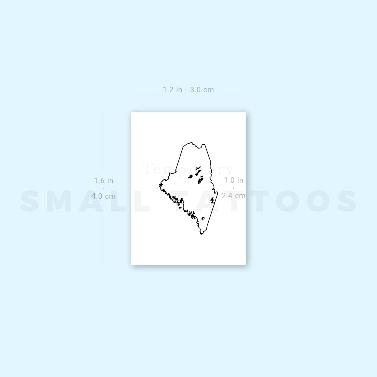 Maine Map Outline Temporary Tattoo (Set of 3)