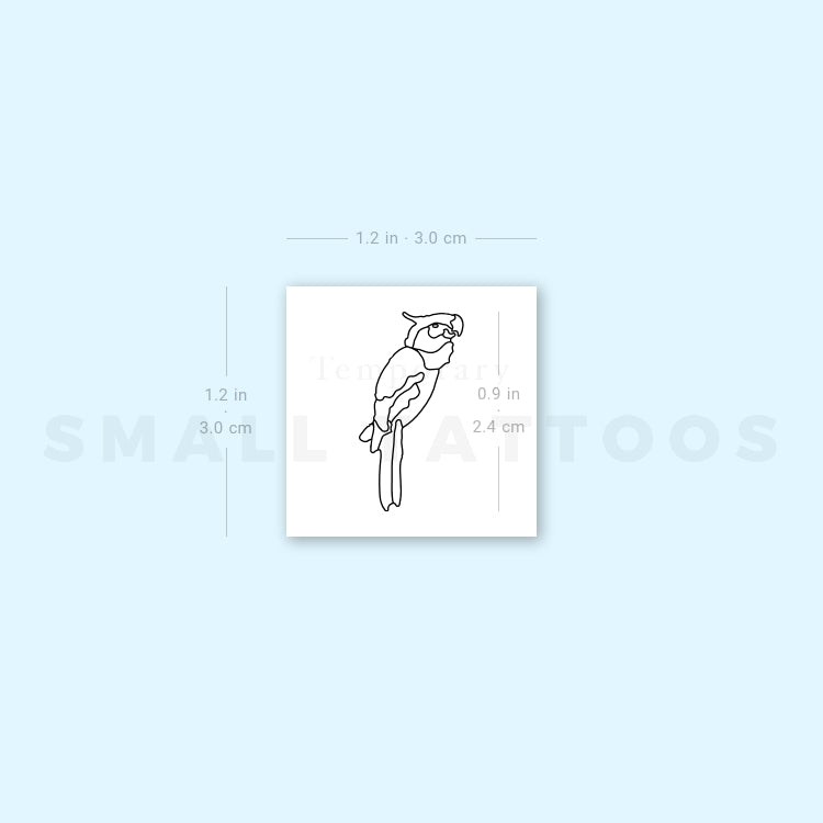 Fine Line Parrot Temporary Tattoo (Set of 3)