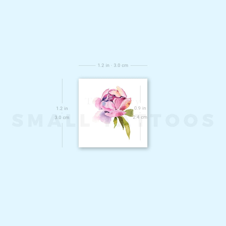 Small Pink Peony By Ann Lilya Temporary Tattoo (Set of 3)