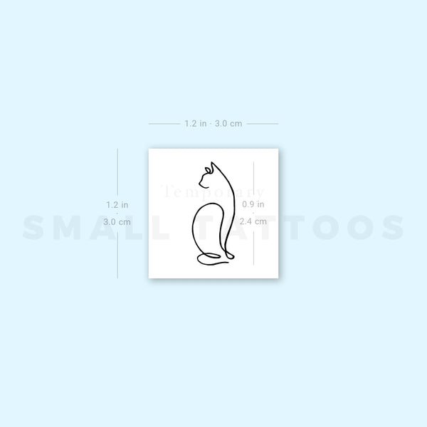 One Line Cat Temporary Tattoo (Set of 3)