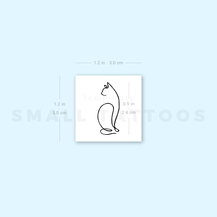 One Line Cat Temporary Tattoo (Set of 3)