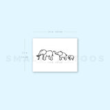 Small Elephant Family Temporary Tattoo (Set of 3)