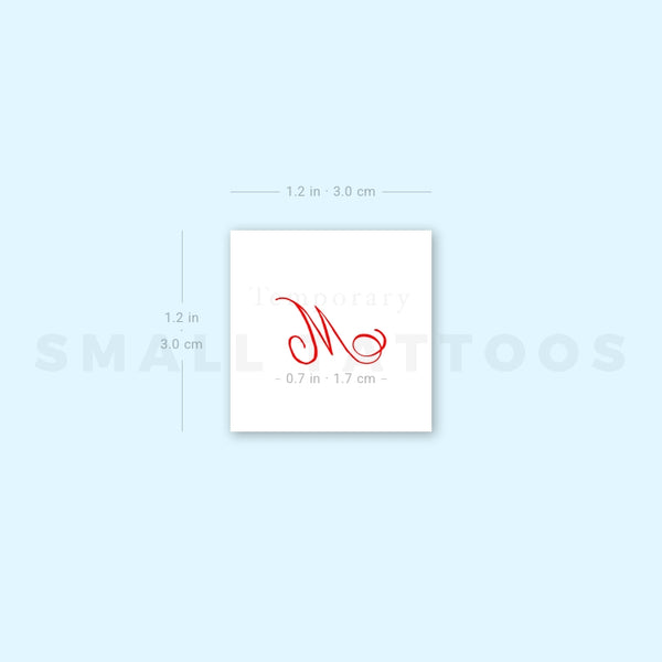 Little Red M Script Temporary Tattoo (Set of 3)