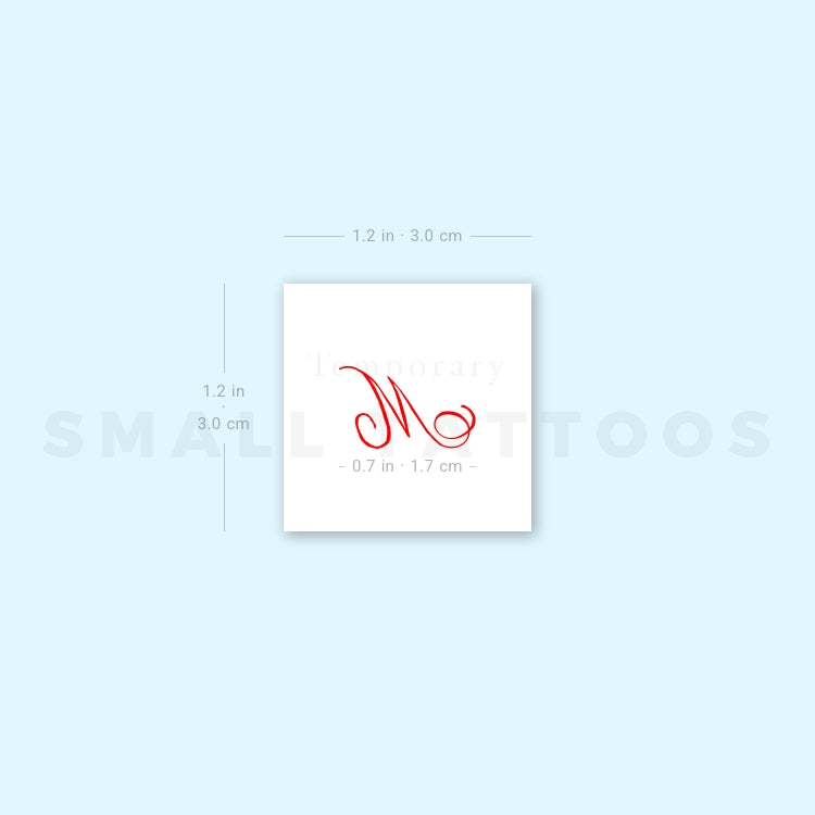 Little Red M Script Temporary Tattoo (Set of 3)