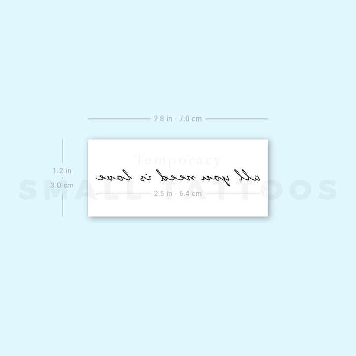 All You Need Is Love Temporary Tattoo (Set of 3) – Small Tattoos