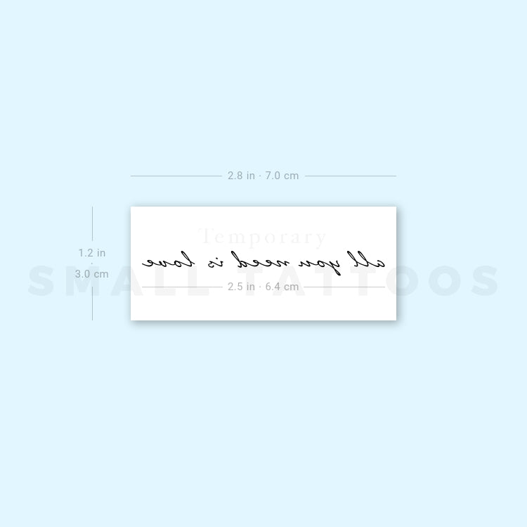 All You Need Is Love Temporary Tattoo (Set of 3)
