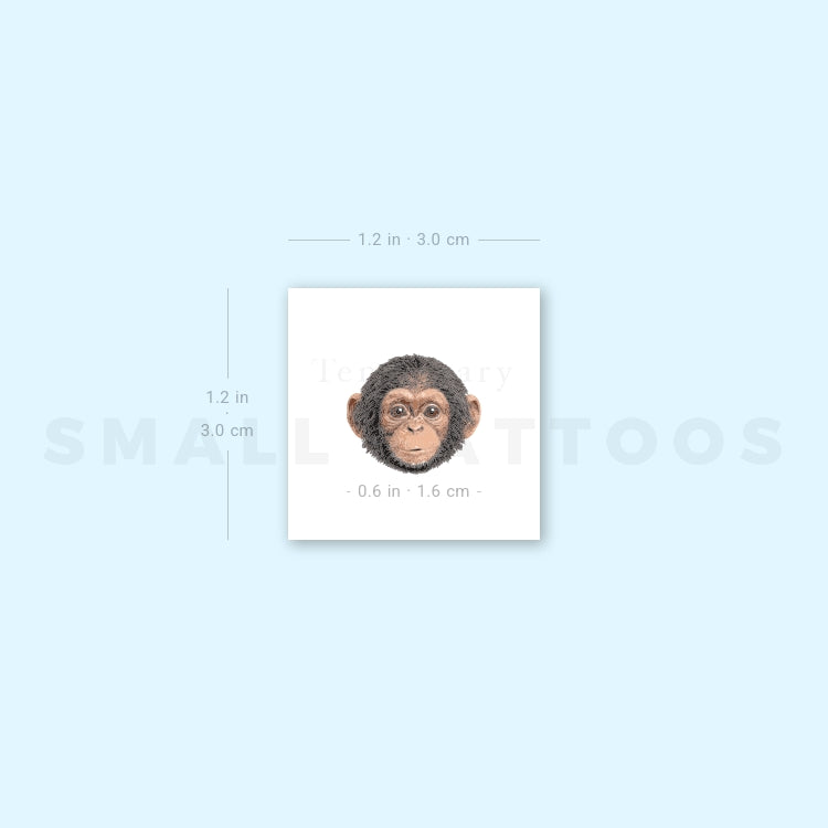 Chimpanzee Portrait Temporary Tattoo (Set of 3)