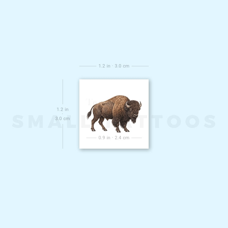 Watercolor Bison Temporary Tattoo (Set of 3)