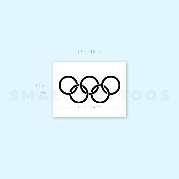 Olympic Rings In Black Temporary Tattoo (Set of 3)
