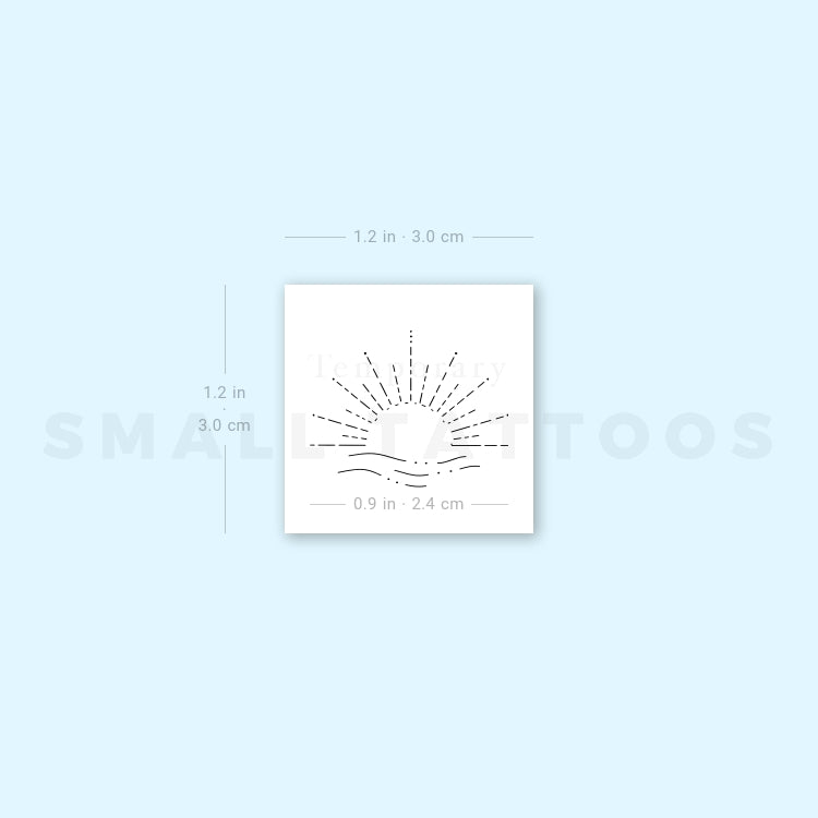 Fine Line Sea Sunrise Temporary Tattoo (Set of 3)