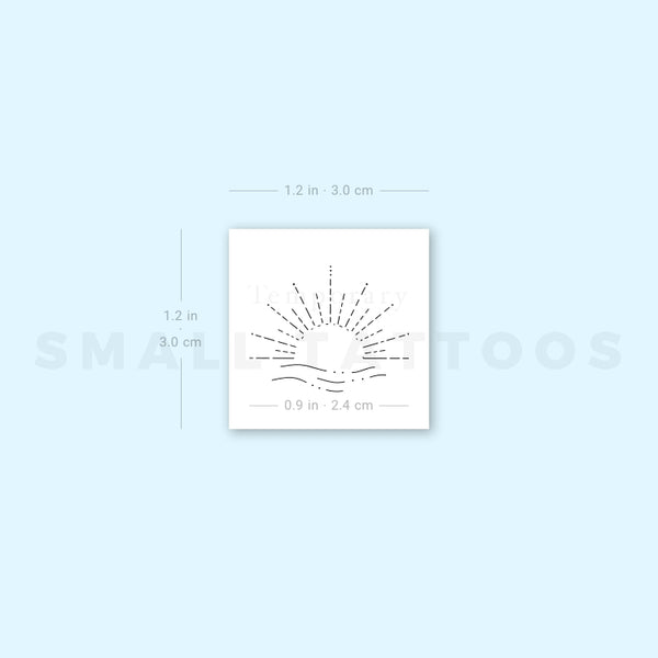 Fine Line Sea Sunrise Temporary Tattoo (Set of 3)