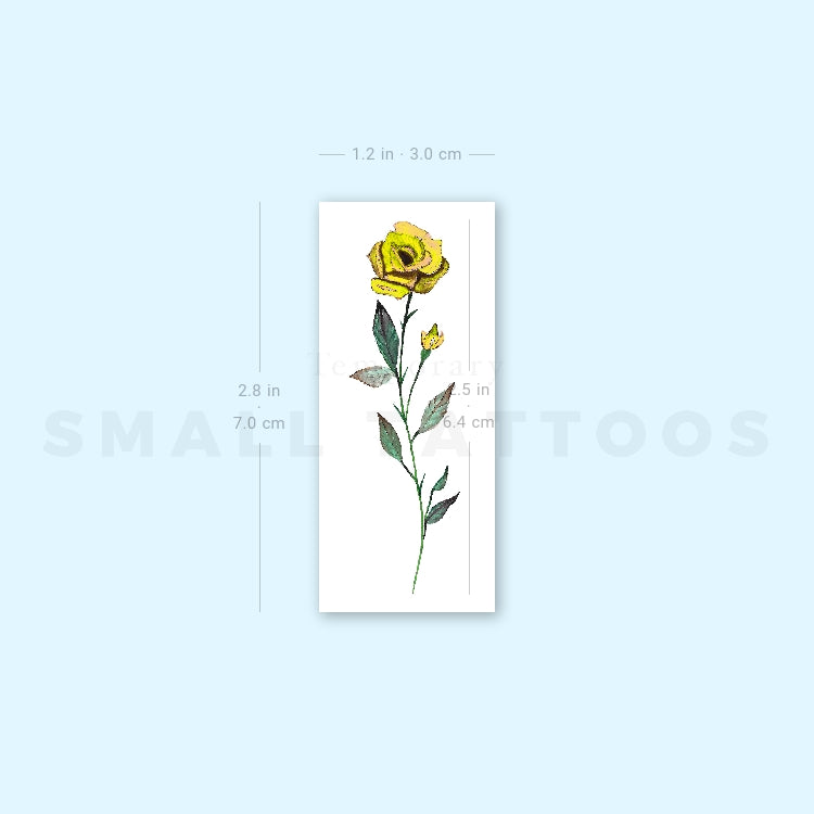 Yellow Rose By Lena Fedchenko Temporary Tattoo (Set of 3)