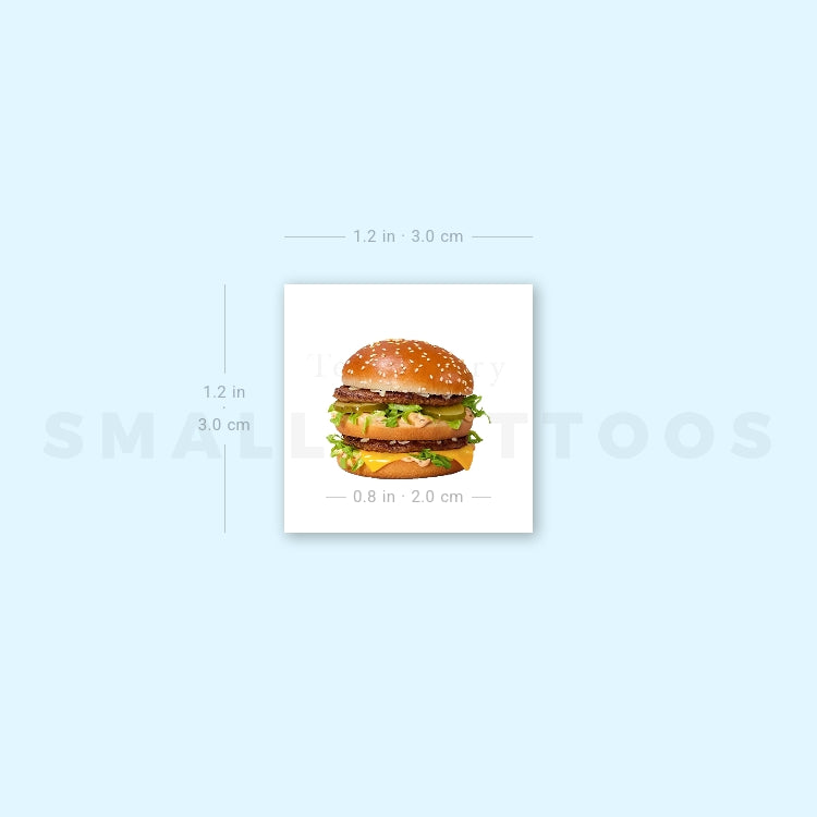 Realistic Hamburger Temporary Tattoo (Set of 3)