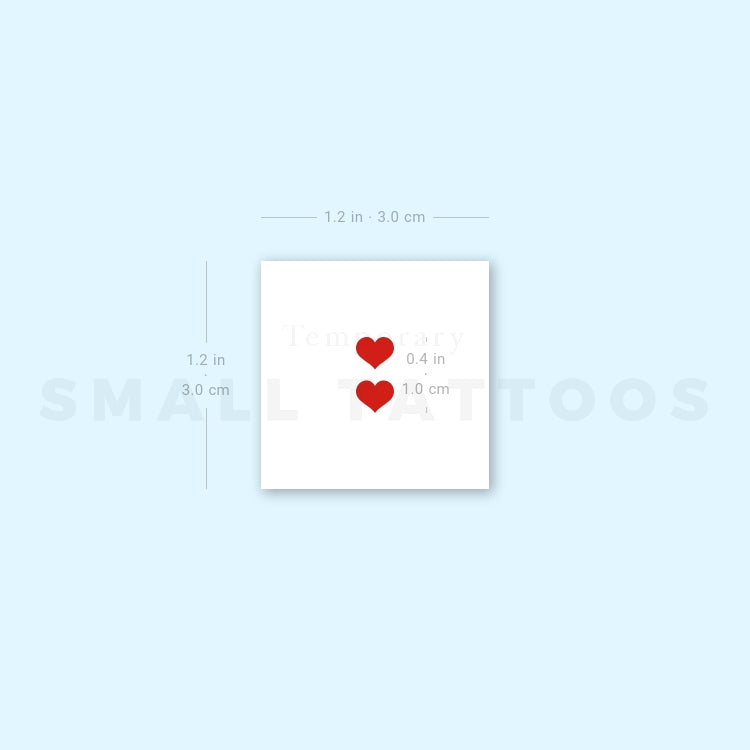 Two Red Hearts Temporary Tattoo (Set of 3)