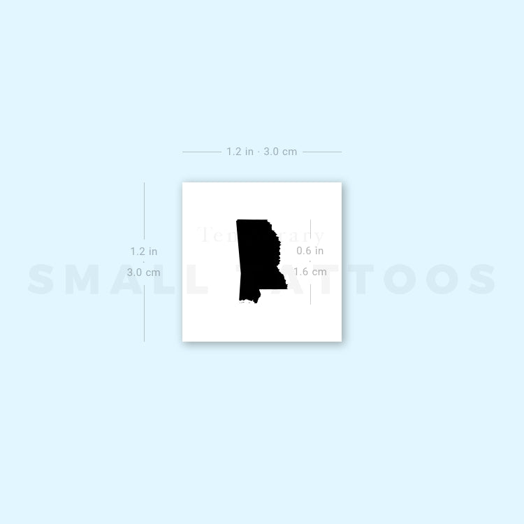Mississippi Map Temporary Tattoo (Set of 3)