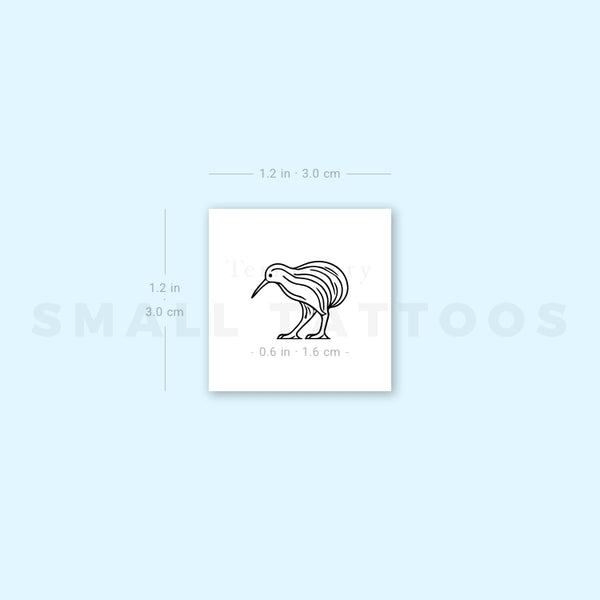 Minimalist Kiwi Bird Temporary Tattoo (Set of 3)