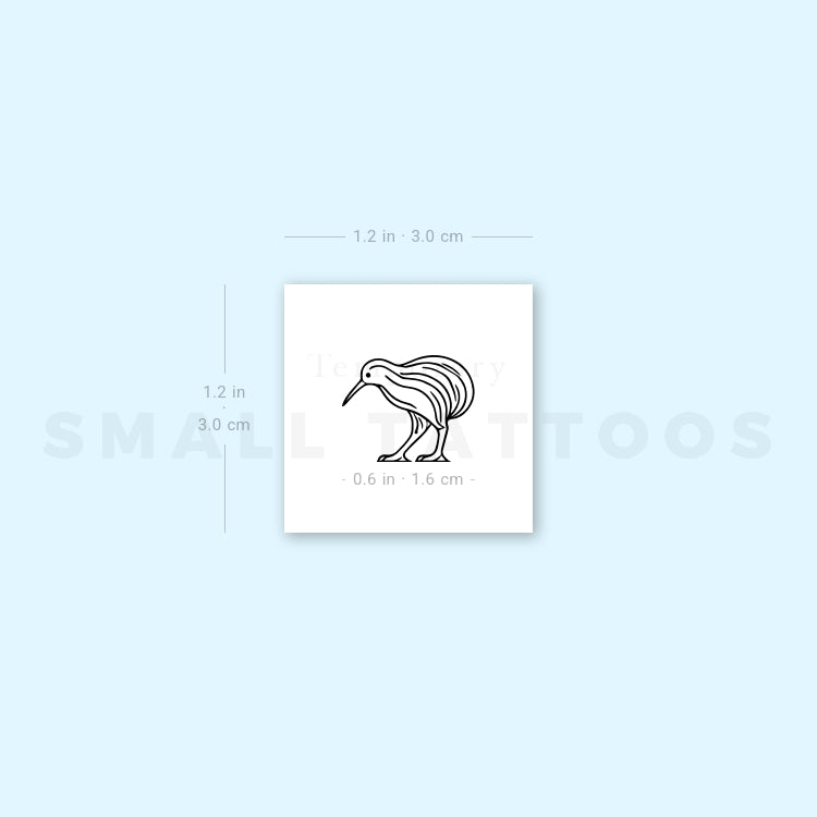 Minimalist Kiwi Bird Temporary Tattoo (Set of 3)