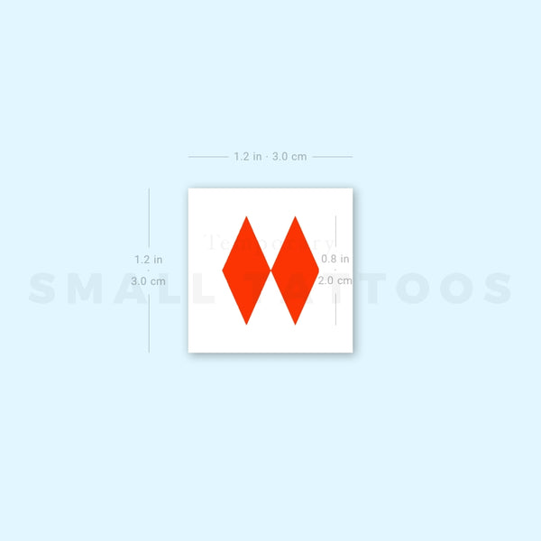 Two Red Rhombuses Temporary Tattoo (Set of 3)