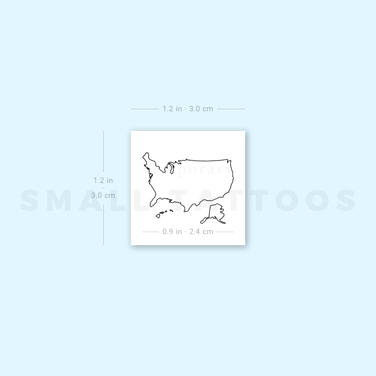 Tatuaje temporal de mapa de Estados Unidos de línea fina (juego de 3)