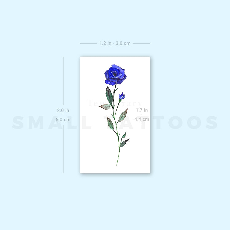 Blue Rose By Lena Fedchenko Temporary Tattoo (Set of 3)