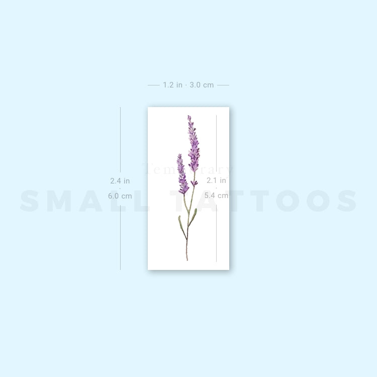 Watercolor Lavender Temporary Tattoo (Set of 3)