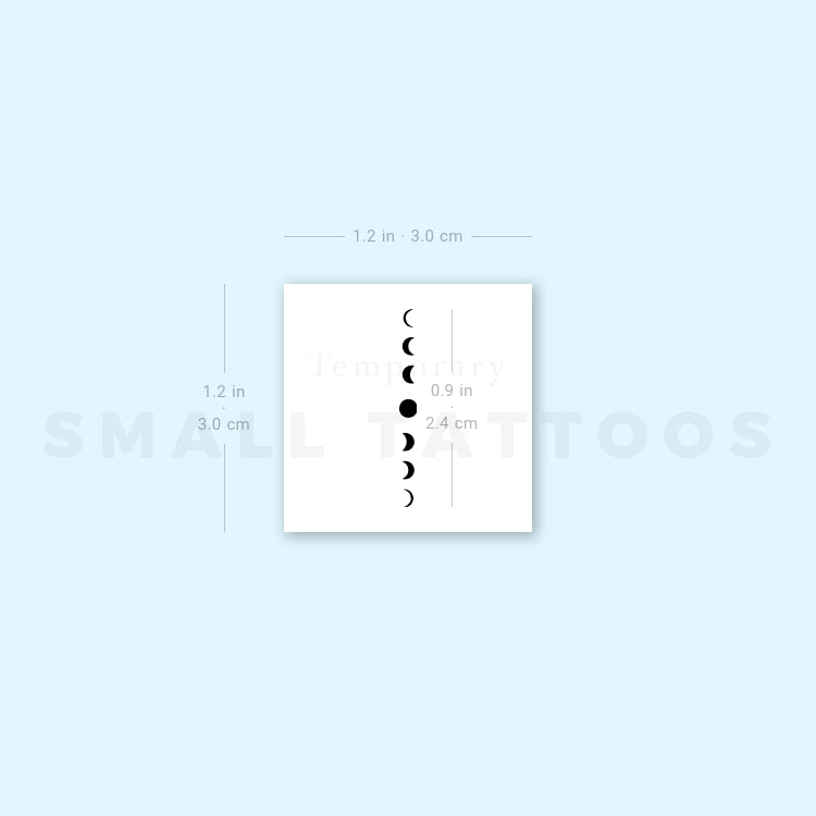 Small Vertical Moon Phases Temporary Tattoo (Set of 3)