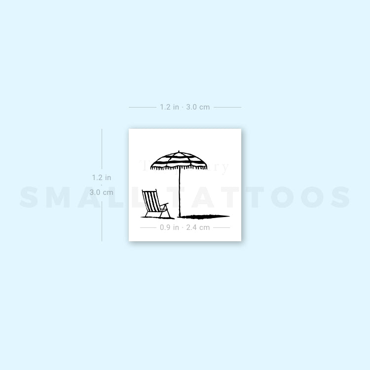 Tatuaje temporal de sombrilla y silla de playa (juego de 3)