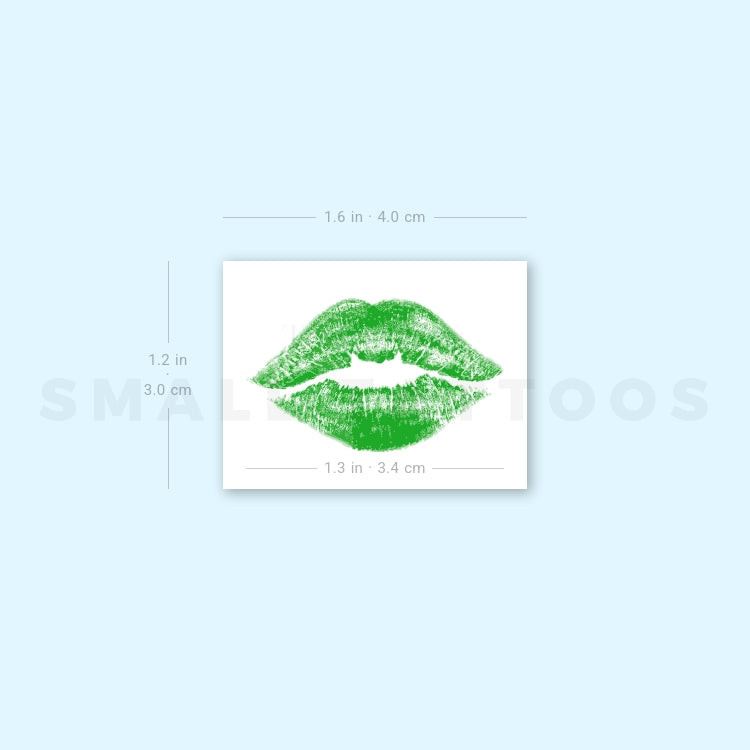 Green Kiss Mark Temporary Tattoo (Set of 3)