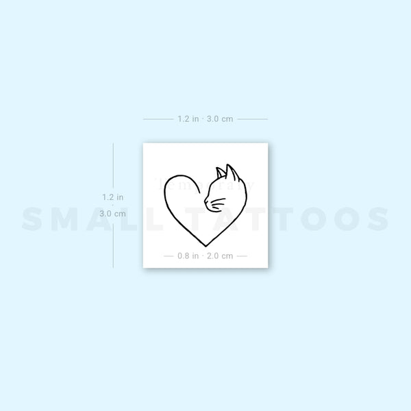Cat Lover Heart Temporary Tattoo (Set of 3)