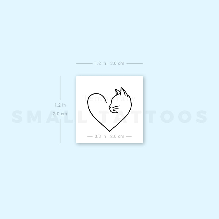 Cat Lover Heart Temporary Tattoo (Set of 3)