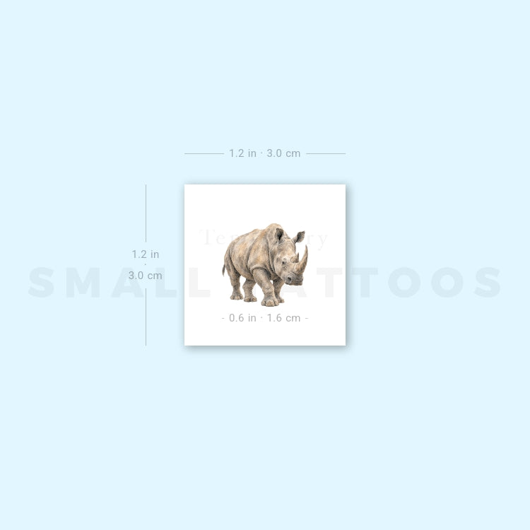 Little Watercolor Rhino Temporary Tattoo (Set of 3)