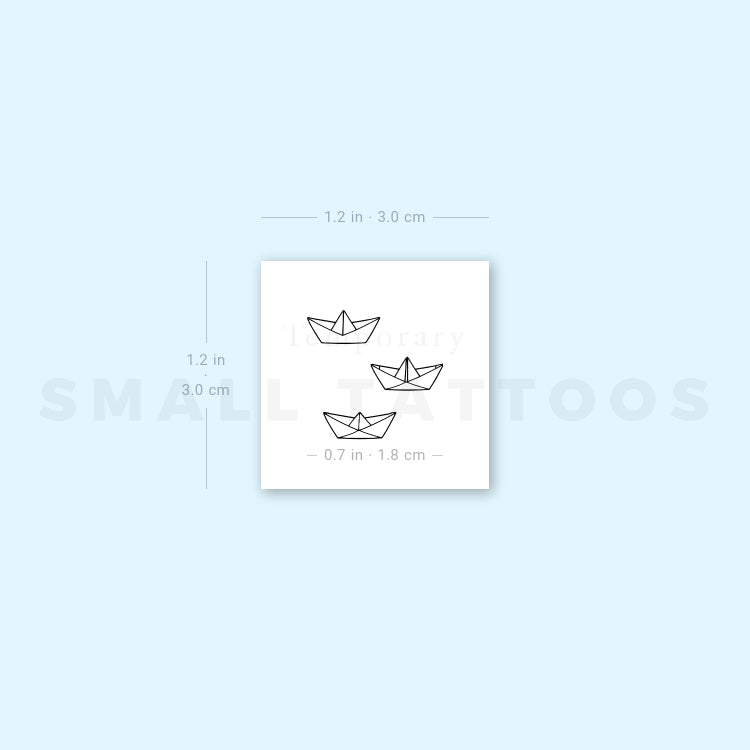 Three Little Paper Boats Temporary Tattoo (Set of 3)