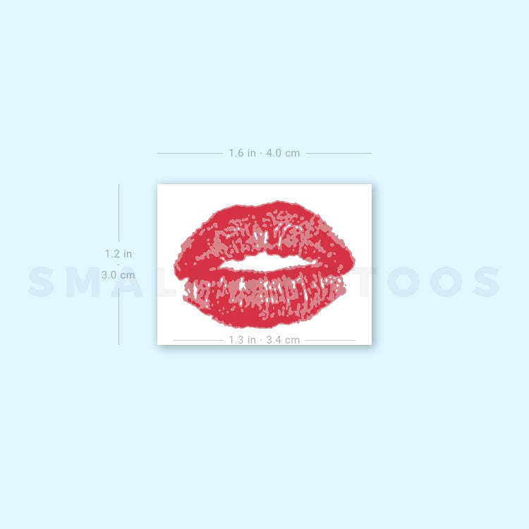 Tatuaje temporal de beso rojo (juego de 3)