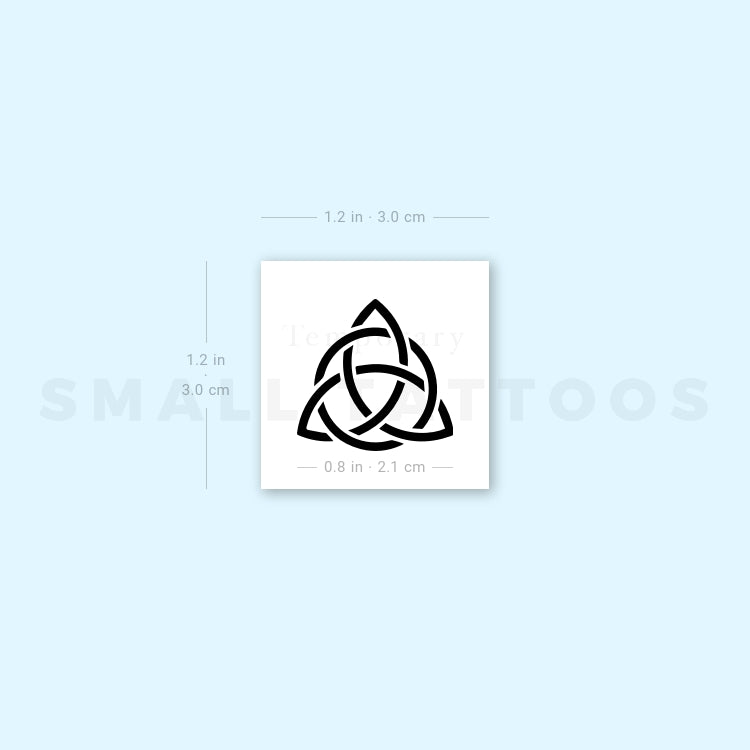 Small Black Interlaced Trinity Knot Temporary Tattoo (Set of 3)