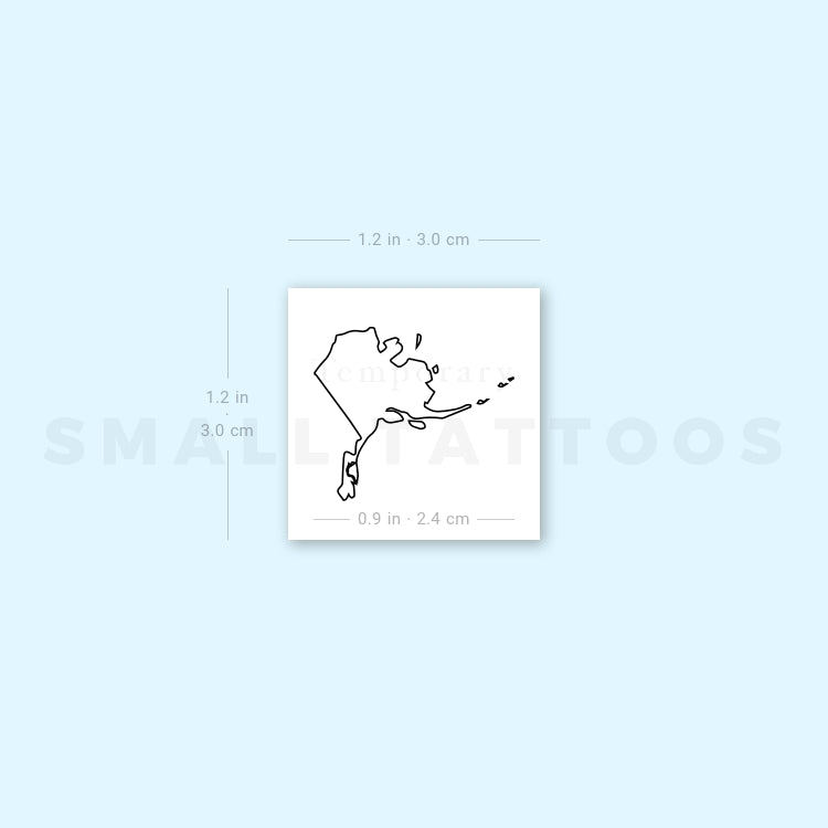 Alaska Map Outline Temporary Tattoo (Set of 3)