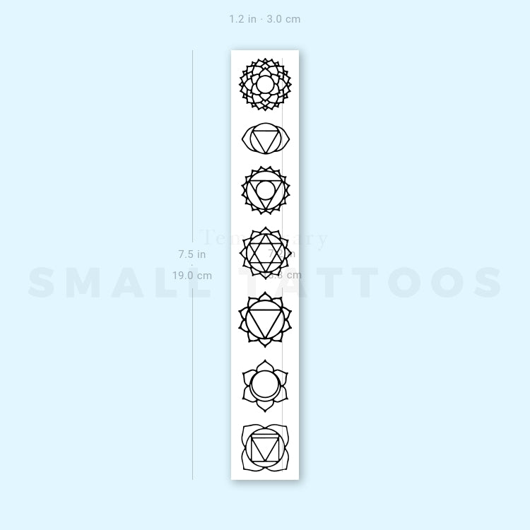 Chakras Temporary Tattoo (Set of 3)