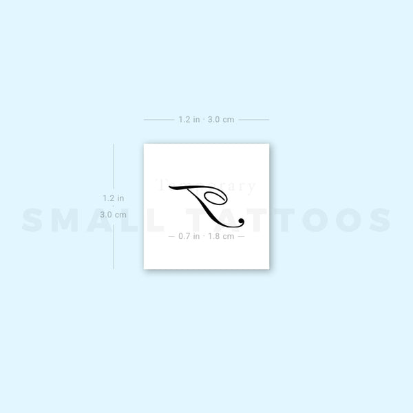 Letter T Script Temporary Tattoo (Set of 3)
