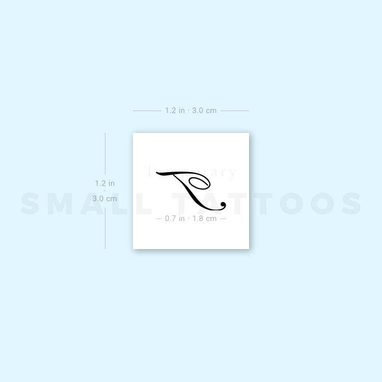 Letter T Script Temporary Tattoo (Set of 3)