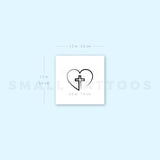 Single Line Heart And Cross Temporary Tattoo (Set of 3)