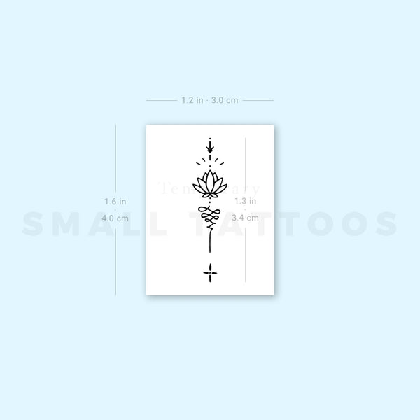 Ornamental Lotus Unalome Temporary Tattoo (Set of 3)