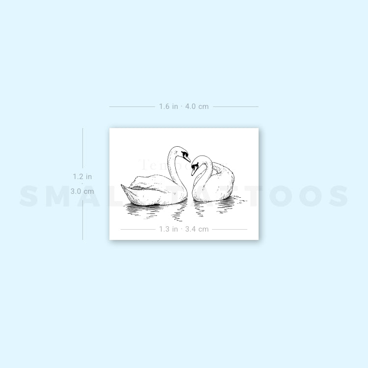 Swan Couple Temporary Tattoo (Set of 3)
