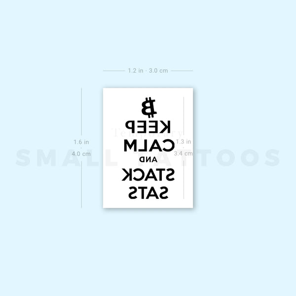 KEEP CALM AND STACK SATS Temporary Tattoo (Set of 3)