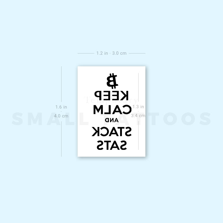 KEEP CALM AND STACK SATS Temporary Tattoo (Set of 3)