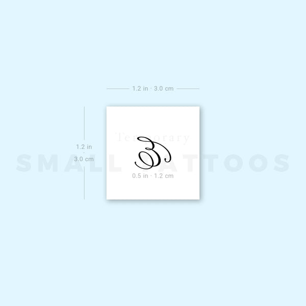 Cursive Letter E Script Temporary Tattoo (Set of 3)