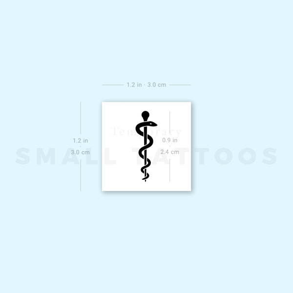 Rod Of Asclepius Temporary Tattoo (Set of 3)